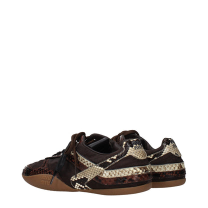 Miu Miu Braune Stoff-Sneaker mit niedrigem Schaft