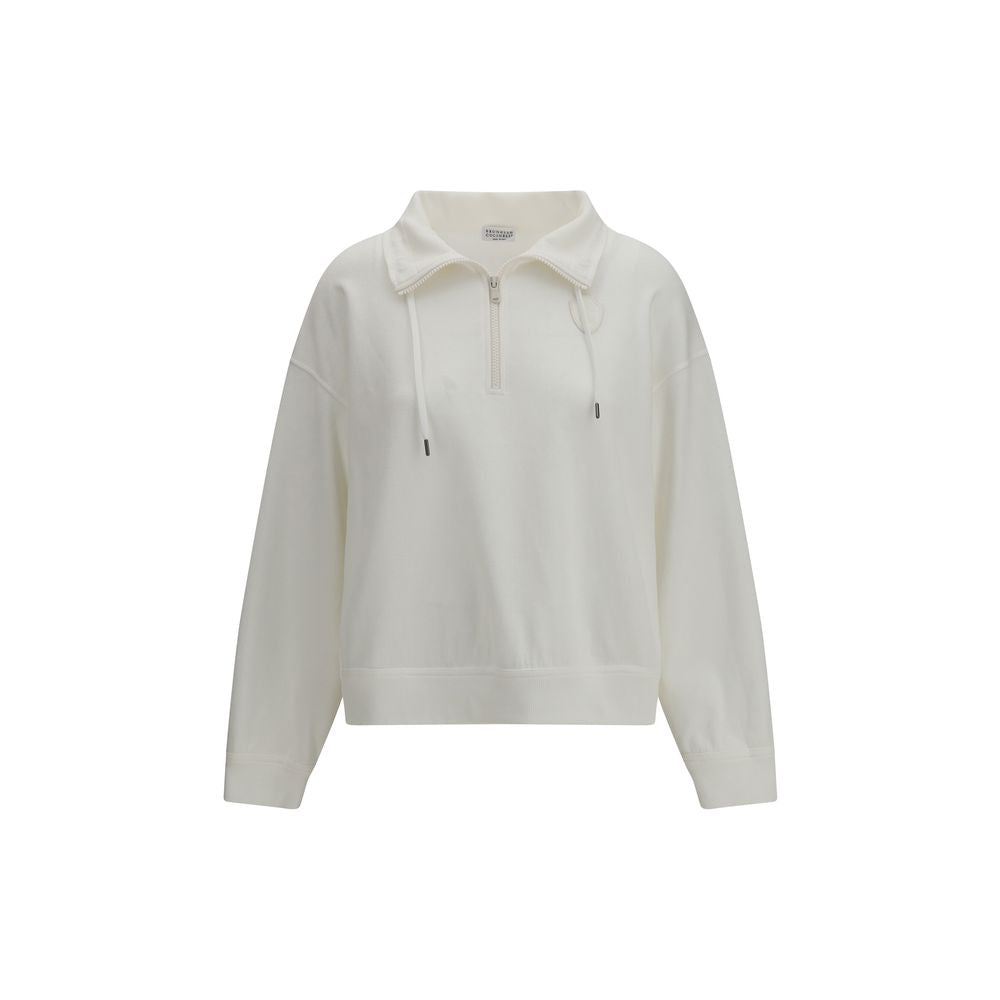 Brunello Cucinelli Weißes Baumwoll-Sweatshirt