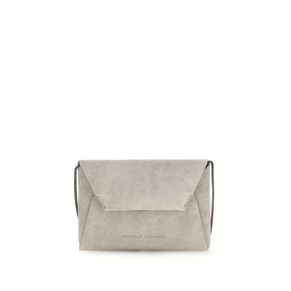 Brunello Cucinelli Graue Bos Taurus Kalbsleder Schultertasche