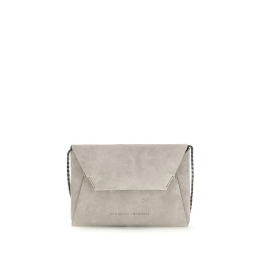 Brunello Cucinelli Graue Bos Taurus Kalbsleder Schultertasche