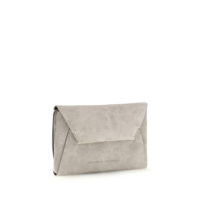 Brunello Cucinelli Graue Bos Taurus Kalbsleder Schultertasche