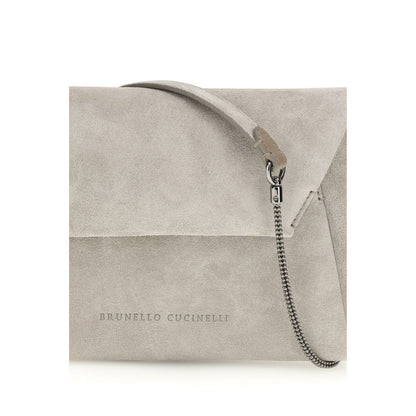 Brunello Cucinelli Graue Bos Taurus Kalbsleder Schultertasche