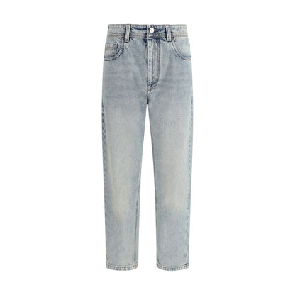 Brunello Cucinelli Blaue Jeans aus Baumwolle im geraden Schnitt