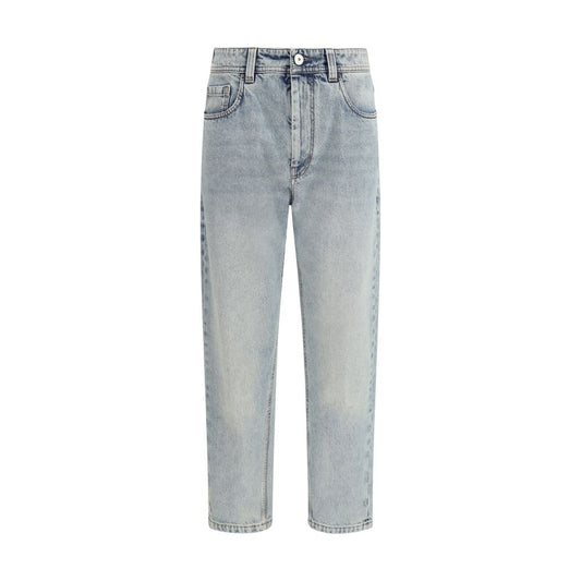 Brunello Cucinelli Blaue Jeans aus Baumwolle im geraden Schnitt
