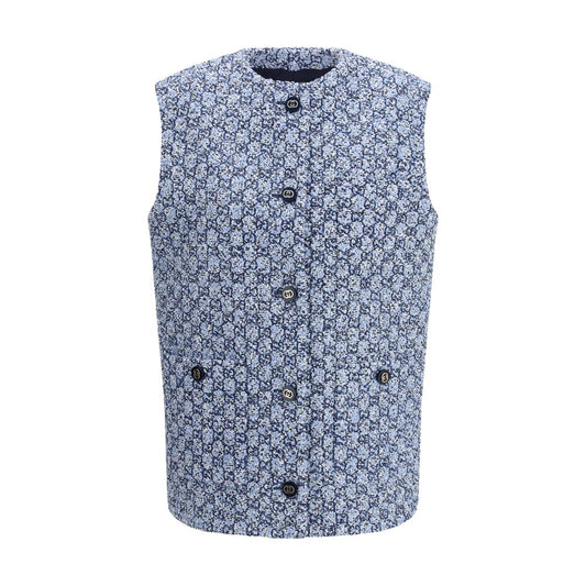 Gucci Blaue ärmellose Baumwolljacke