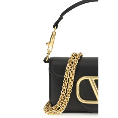 Valentino Garavani Schwarze Bos Taurus Kalbsleder Schultertasche