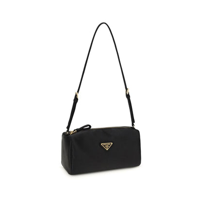 Prada Schwarze Seiden-Schultertasche