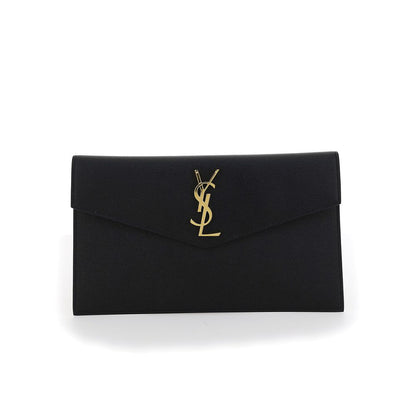 Saint Laurent Schwarze Bos Taurus Kalbsleder Clutch