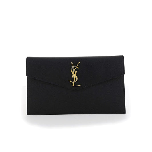 Saint Laurent Schwarze Bos Taurus Kalbsleder Clutch