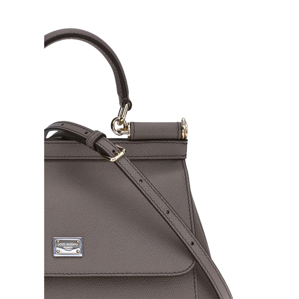 Dolce & Gabbana Graue Bos Taurus Kalbsleder Schultertasche