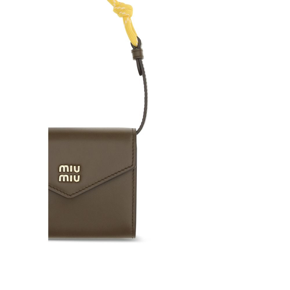 Miu Miu Braune Kalbsleder Bos Taurus Geldbörse