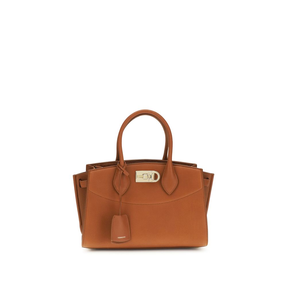 Ferragamo Braune Kalbsleder Bos Taurus Handtasche
