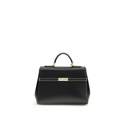 Dolce & Gabbana Schwarze Bos Taurus Kalbsleder Schultertasche