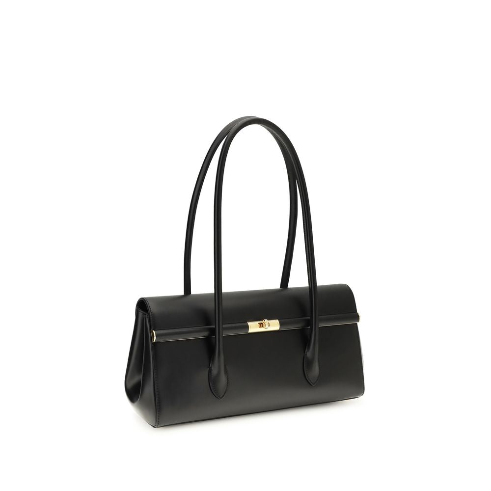 Dolce & Gabbana Schwarze Bos Taurus Kalbsleder Schultertasche