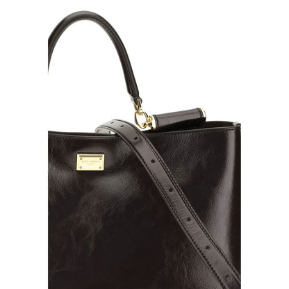 Dolce & Gabbana Braune Kalbsleder Bos Taurus Schultertasche