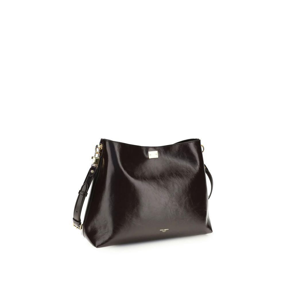 Dolce & Gabbana Braune Kalbsleder Bos Taurus Schultertasche