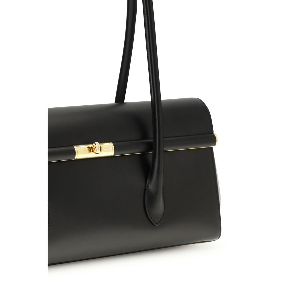 Dolce & Gabbana Schwarze Bos Taurus Kalbsleder Schultertasche