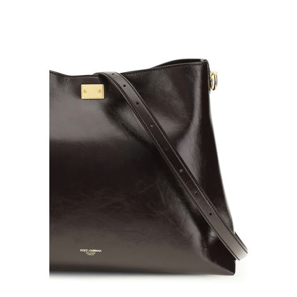 Dolce & Gabbana Braune Kalbsleder Bos Taurus Schultertasche