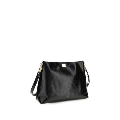 Dolce & Gabbana Schwarze Bos Taurus Kalbsleder Schultertasche