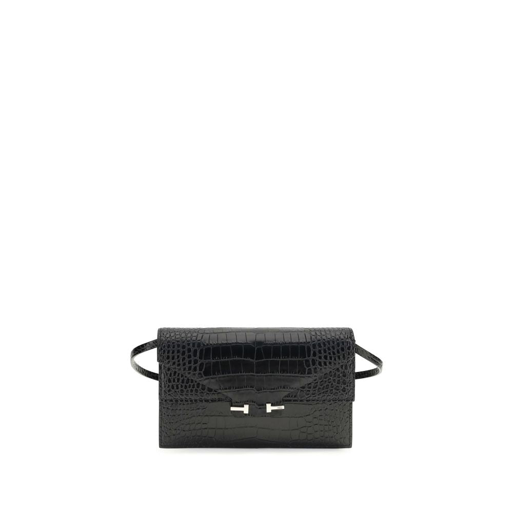 Tom Ford Schwarze Bos Taurus Kalbsleder Schultertasche