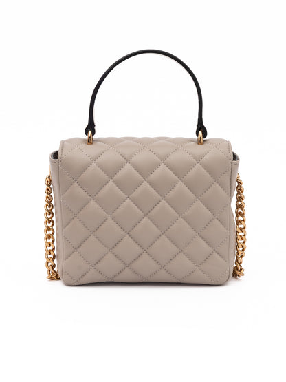 Versace Taupe gesteppte Lederhandtasche