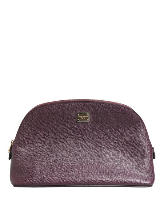 Dolce & Gabbana Dunkelviolette Pouch aus Kalbsleder