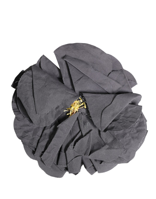 Dolce & Gabbana Graue Brosche mit floralem Seidenmix-Motiv