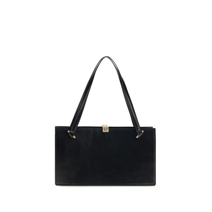Versace Schwarze Bos Taurus Kalbsleder Schultertasche