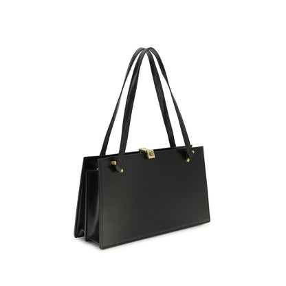 Versace Schwarze Bos Taurus Kalbsleder Schultertasche