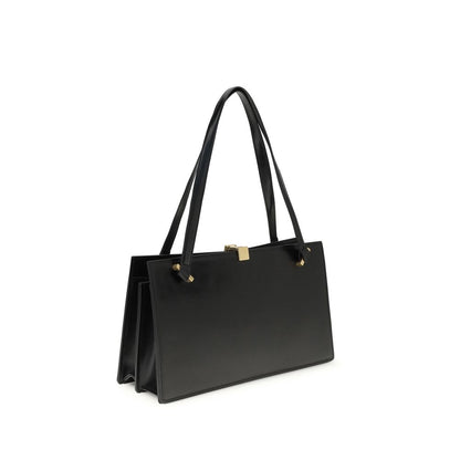 Versace Schwarze Bos Taurus Kalbsleder Schultertasche