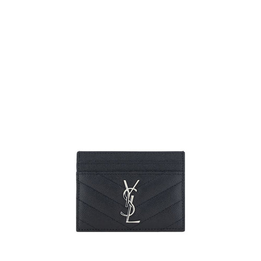 Saint Laurent Schwarzes Kalbsleder Bos Taurus Portemonnaie