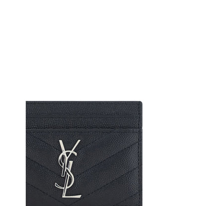 Saint Laurent Schwarzes Kalbsleder Bos Taurus Portemonnaie