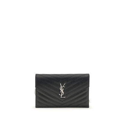 Saint Laurent Schwarze Bos Taurus Kalbsleder Schultertasche