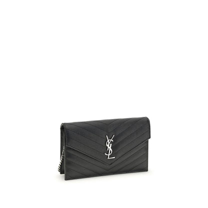 Saint Laurent Schwarze Bos Taurus Kalbsleder Schultertasche