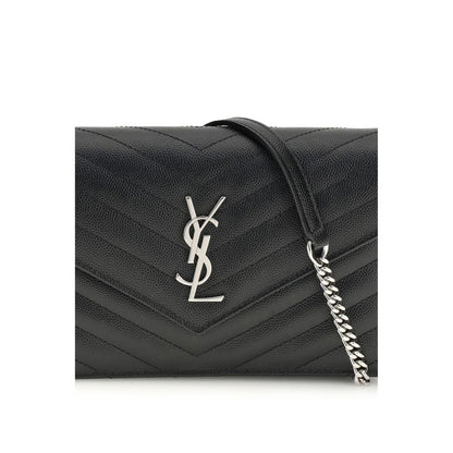 Saint Laurent Schwarze Bos Taurus Kalbsleder Schultertasche