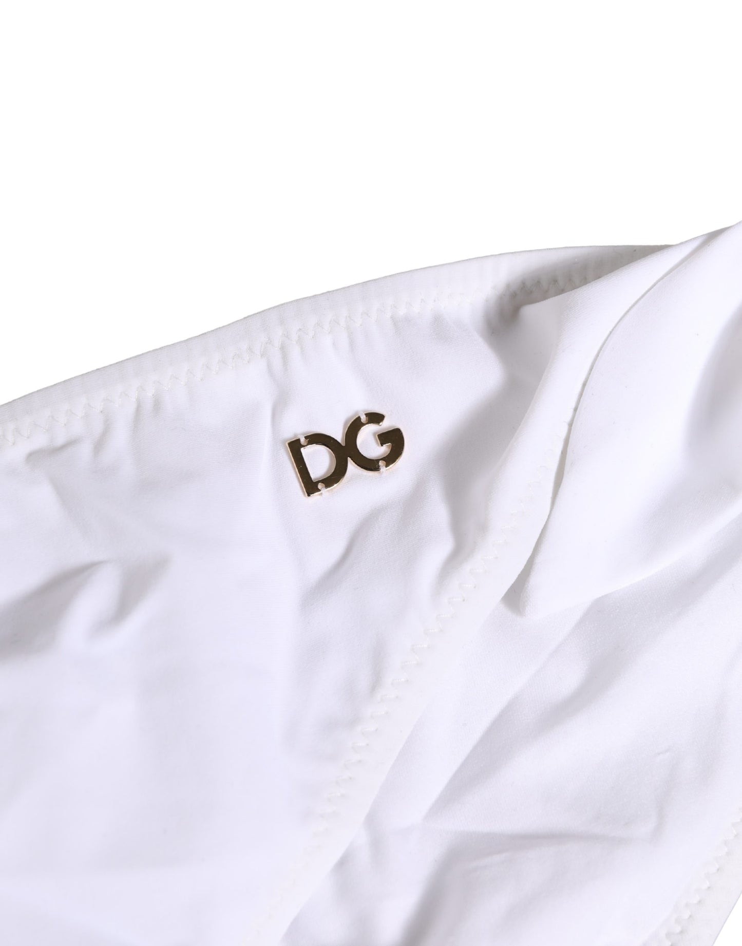 Dolce & Gabbana Weiße Bikinihose aus Nylon mit DG-Logo-Plakette