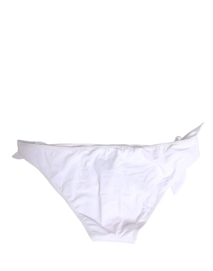 Dolce & Gabbana Weiße Bikinihose aus Nylon mit DG-Logo-Plakette