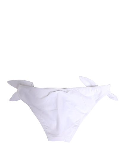 Dolce & Gabbana Weiße Bikinihose aus Nylon mit DG-Logo-Plakette