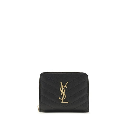 Saint Laurent Schwarzes Kalbsleder Bos Taurus Portemonnaie