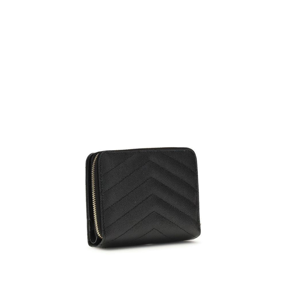 Saint Laurent Schwarzes Kalbsleder Bos Taurus Portemonnaie