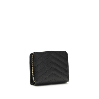 Saint Laurent Schwarzes Kalbsleder Bos Taurus Portemonnaie