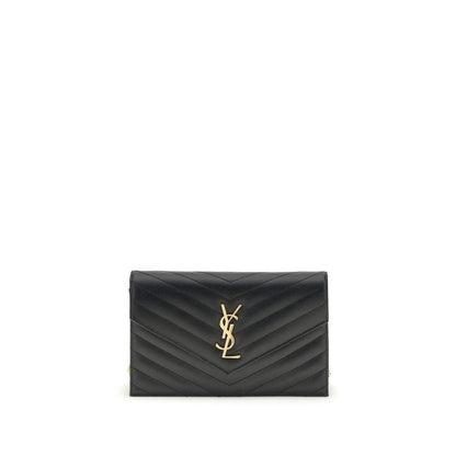 Saint Laurent Schwarze Bos Taurus Kalbsleder Schultertasche