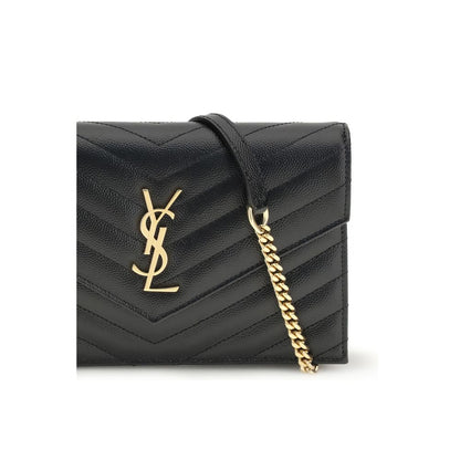 Saint Laurent Schwarze Bos Taurus Kalbsleder Schultertasche