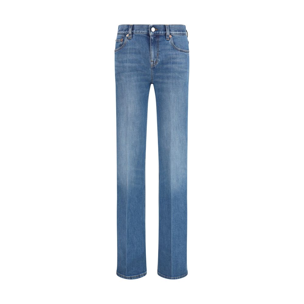Gucci Blaue Baumwoll-Jeans mit ausgestelltem Bein