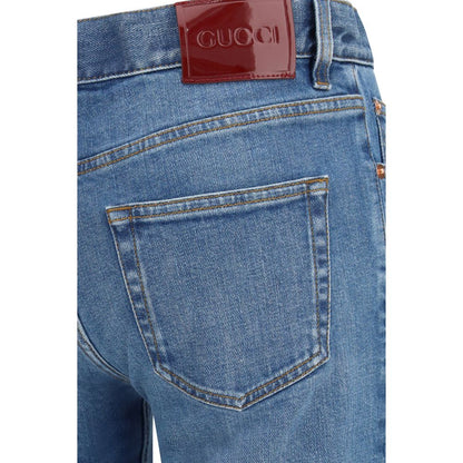 Gucci Blaue Baumwoll-Jeans mit ausgestelltem Bein