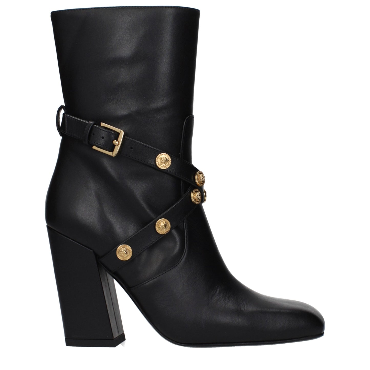 Versace Schwarze Leder-Stiefeletten