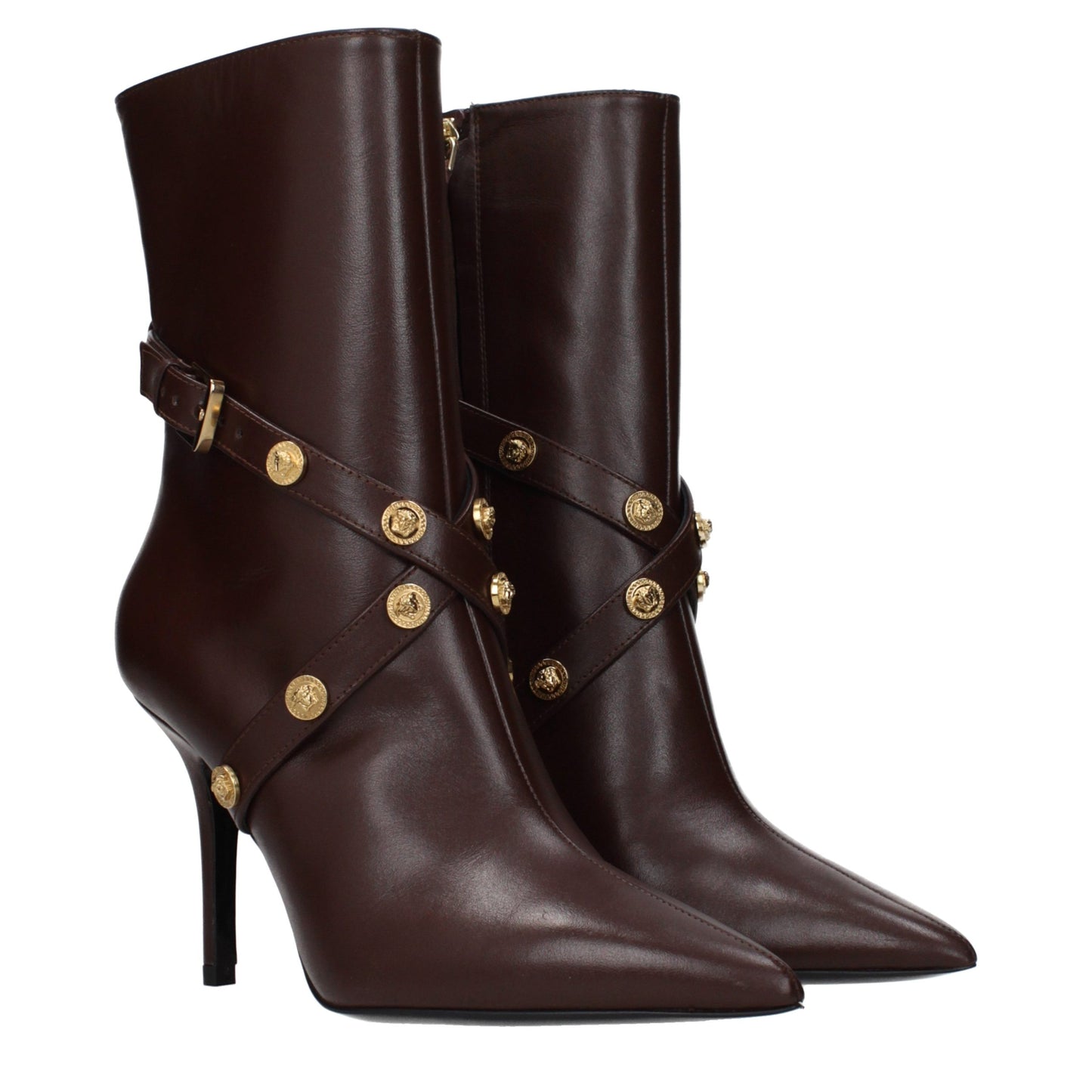 Versace Braune Lederstiefeletten