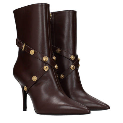 Versace Braune Lederstiefeletten