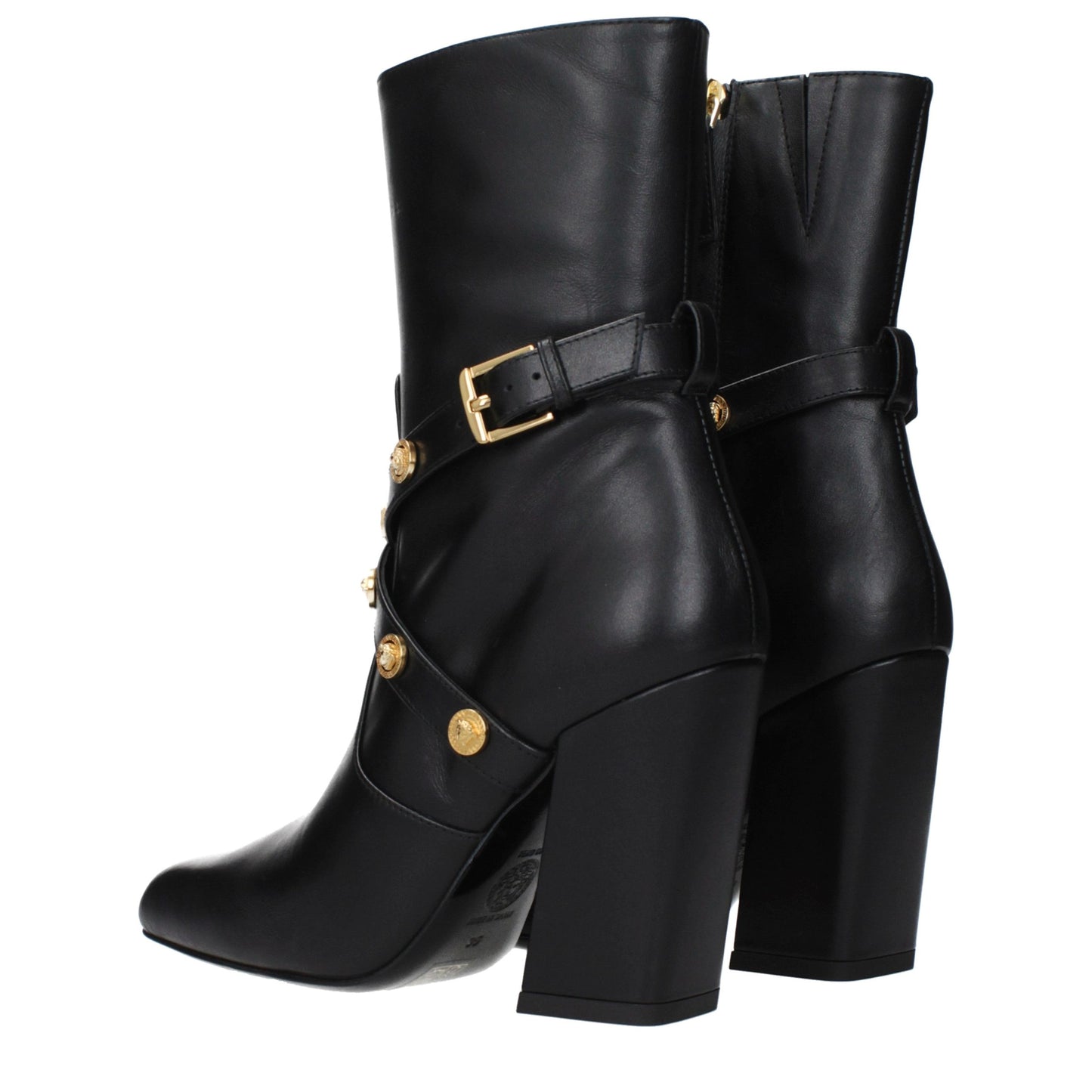 Versace Schwarze Leder-Stiefeletten