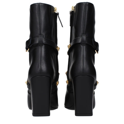Versace Schwarze Leder-Stiefeletten